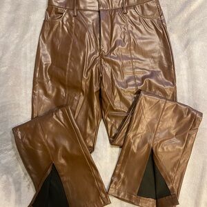 NWOT Brown Faux Leather Pants